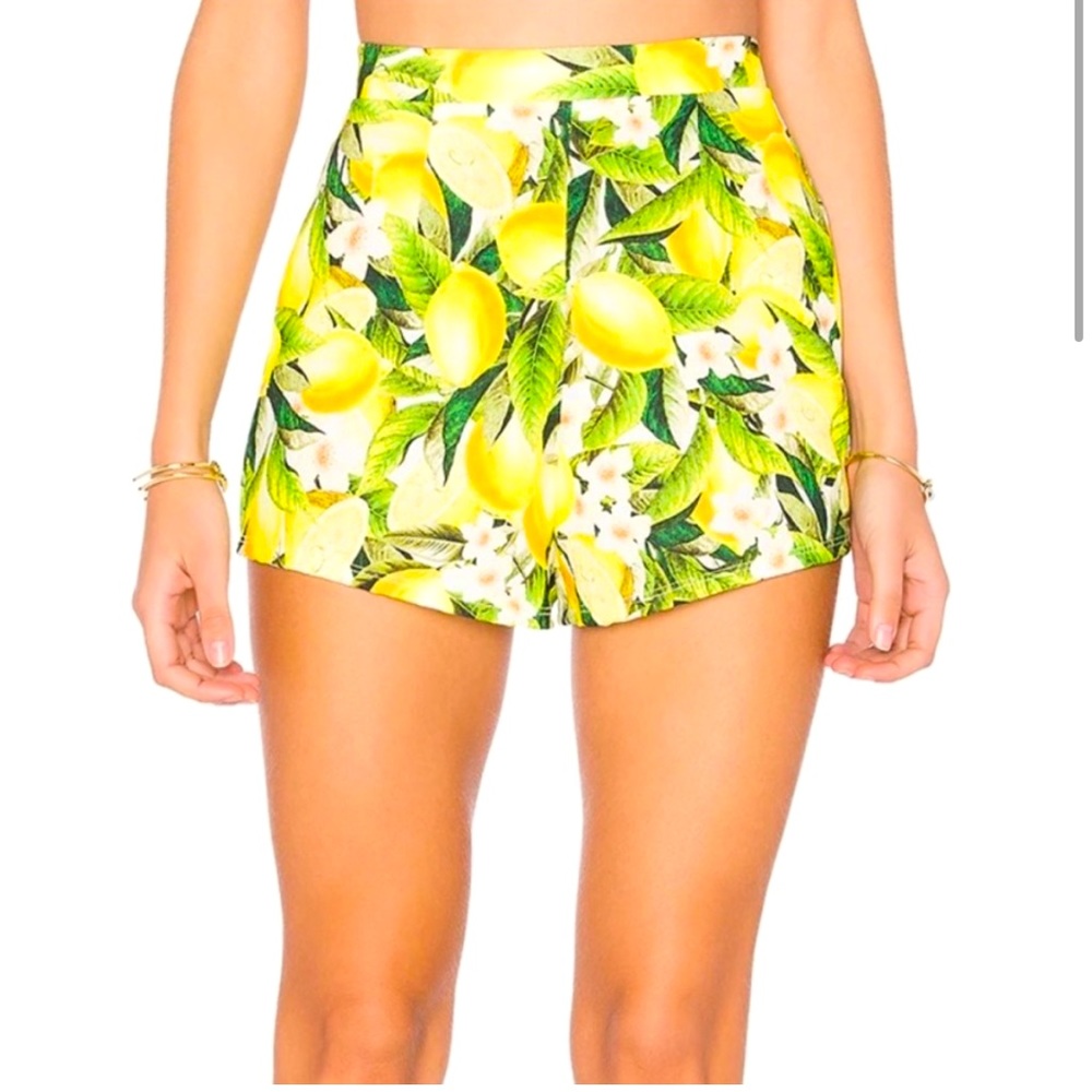 Show Me Your MuMu Martine Citrus Stretch Lemon Print Shorts Medium